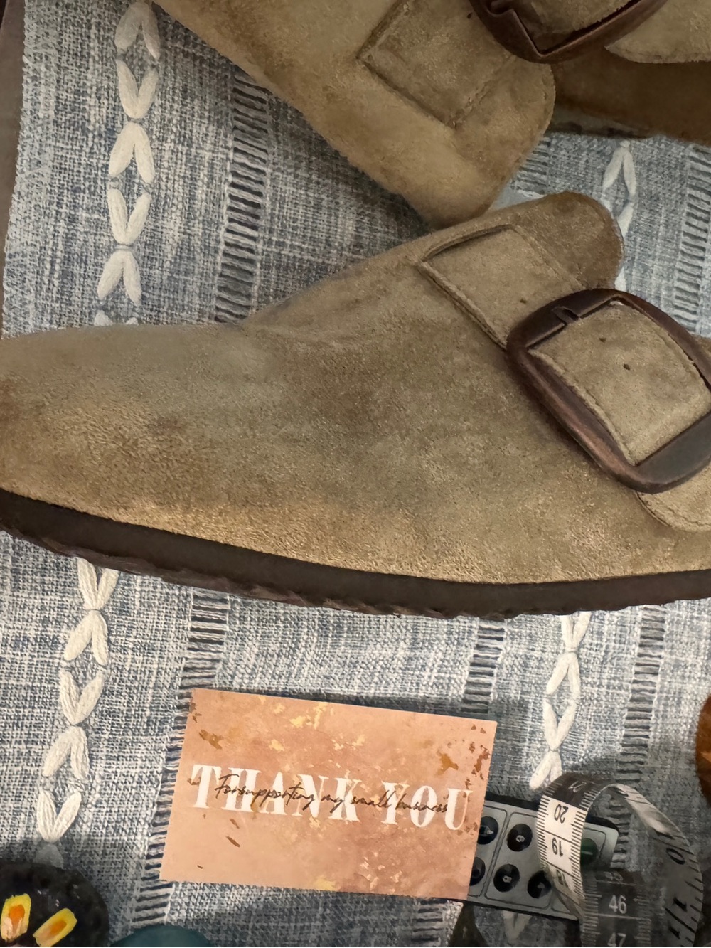 White Mountain Women's Suede Buckle Clog Mules in Olive Brown - Picture 4 of 7